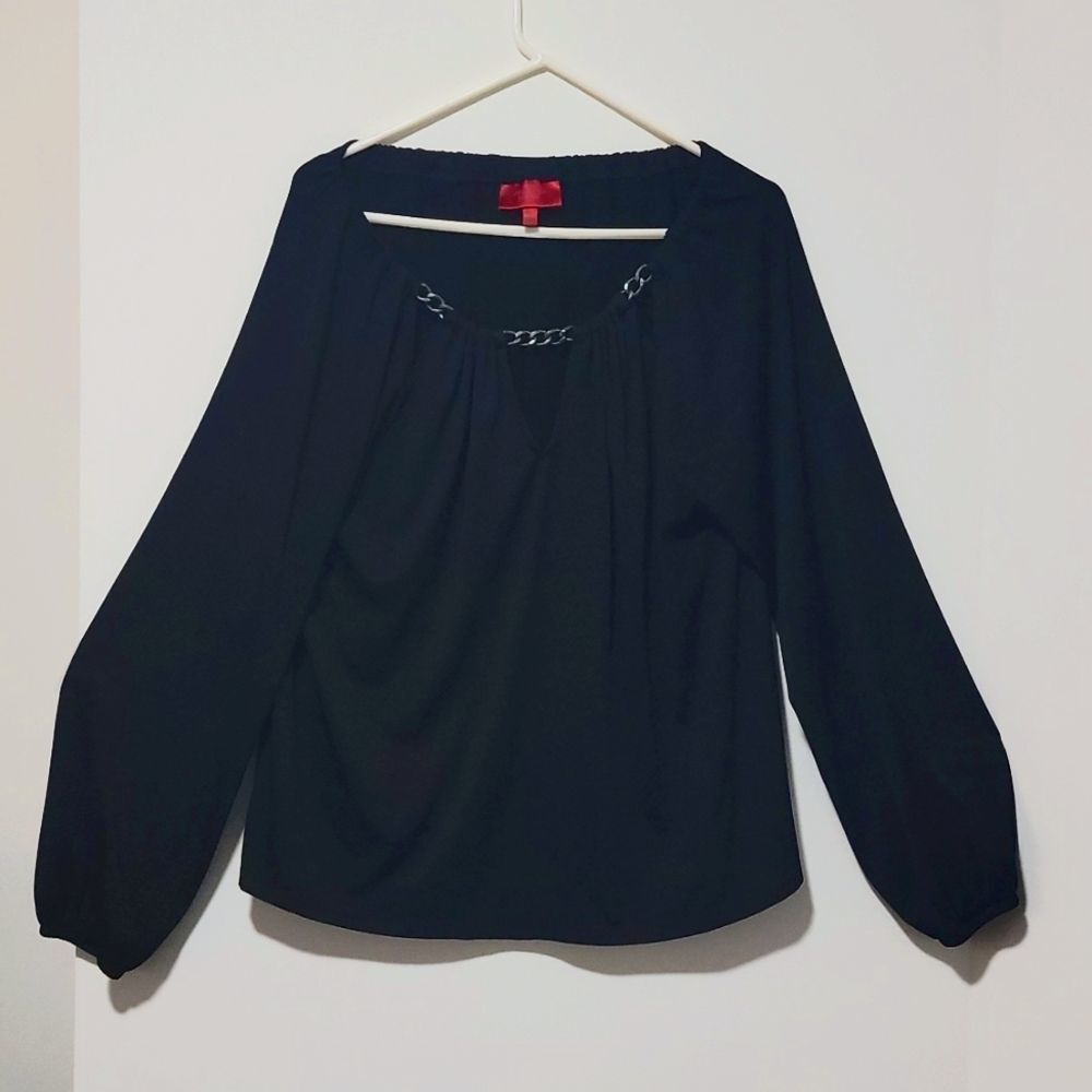 Jennifer Lopez long sleeve Top Club Casual blouse black